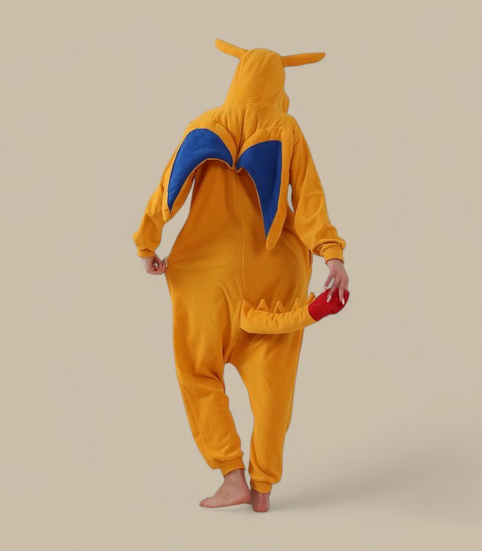 Back view of Charizard Onesie displaying wing design and tail with flame tip