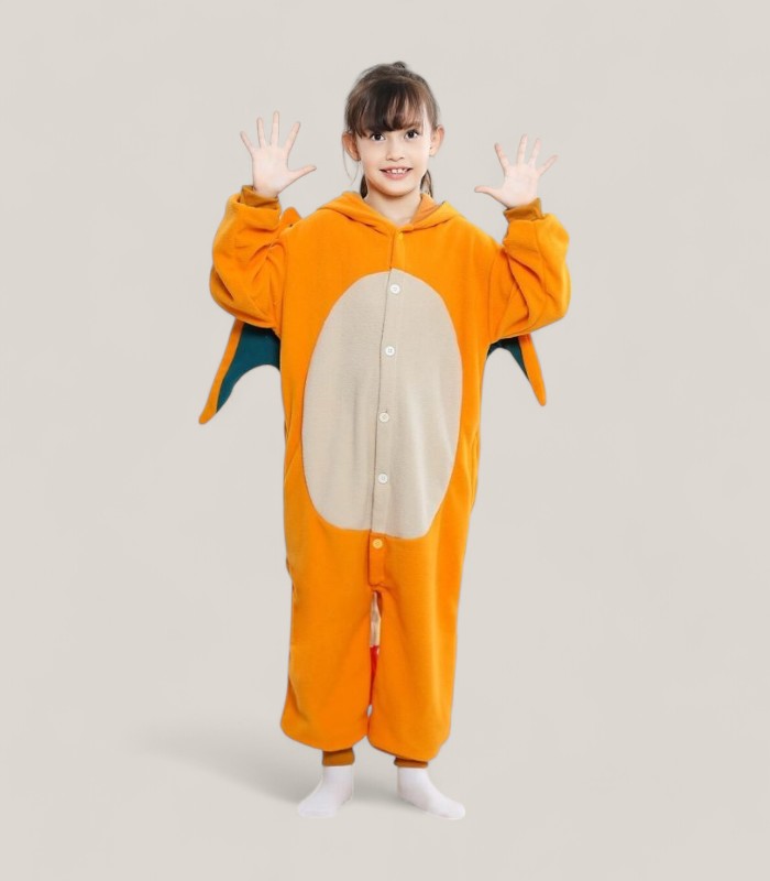 Child playing in Charizard Onesie For Kids demonstrating comfort and mobility