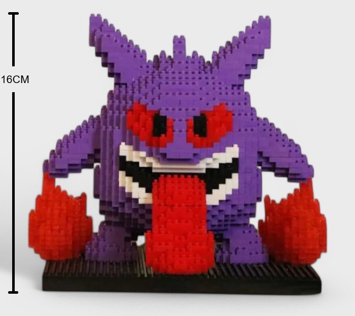 Gengar LEGO Set aerial view highlighting spiky ear construction and overall design