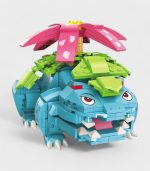 Venusaur LEGO Set three-quarter view displaying turquoise body and pink flower details